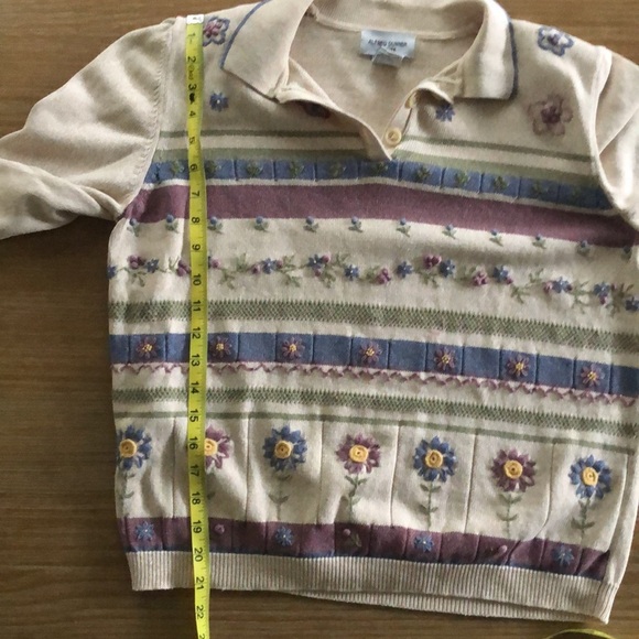 Vintage Embroidered Floral Alfred Dunner Sweater Cottagecore Ramie Cotton Blend - Picture 14 of 14